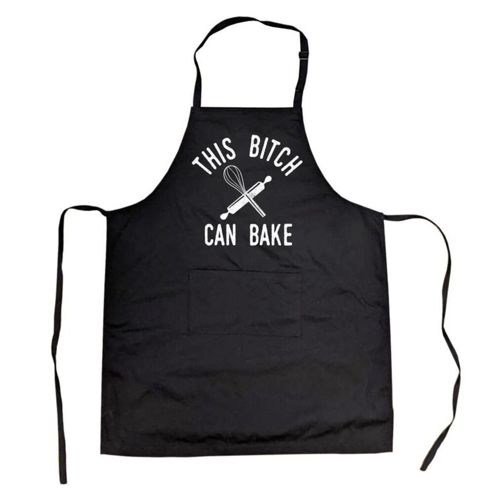 This Bitch Can Bake Cookout Apron Funny Sweets Desserts Kitchen Smock